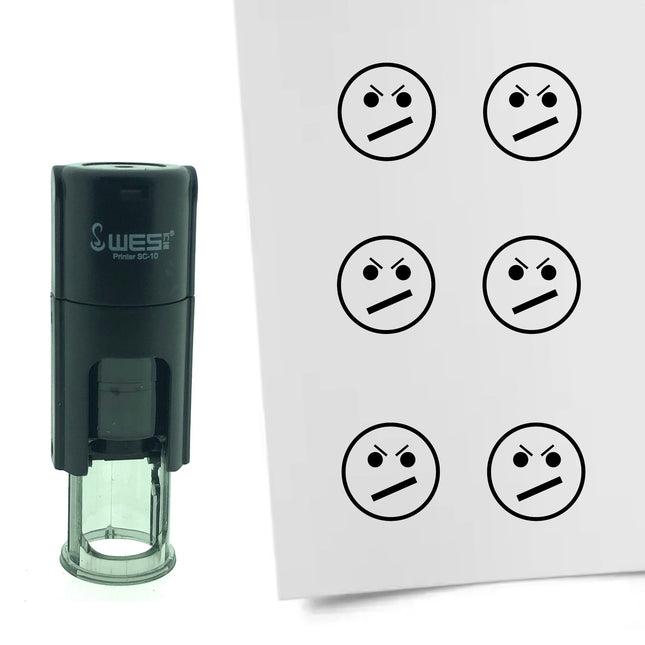 Stamp dissatisfied smiley - 10 mm print