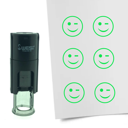 Stamp winking smiley - 10 mm print