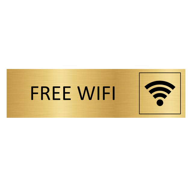 Free Wi-Fi gold door sign 165x45mm - 1 pc