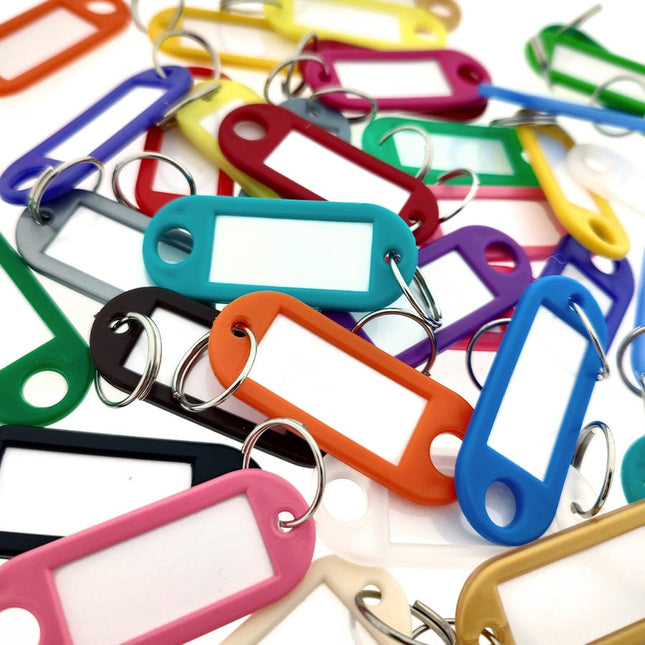Plastic key tag with label window color mix 55 x 22 mm – 50 pcs