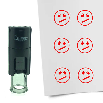 Stamp dissatisfied smiley - 10 mm print