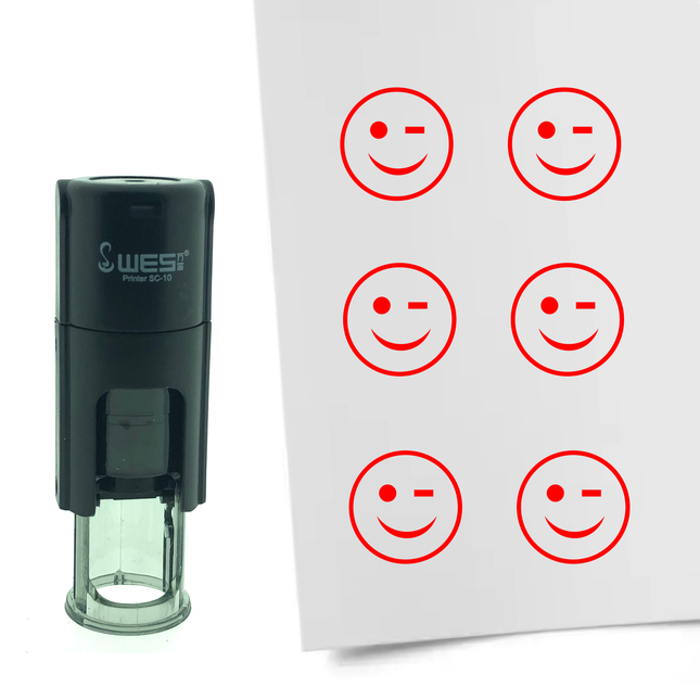 Stamp winking smiley - 10 mm print