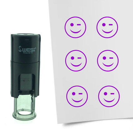Stamp winking smiley - 10 mm print