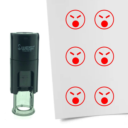 Tampon encreur smiley en colère - Ø10 mm