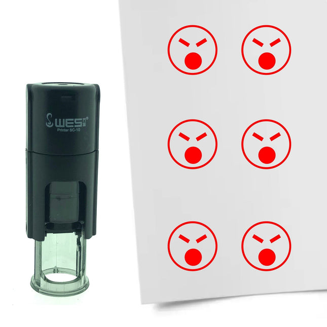 Angry smiley stamp Ø10mm imprint - 1 pc
