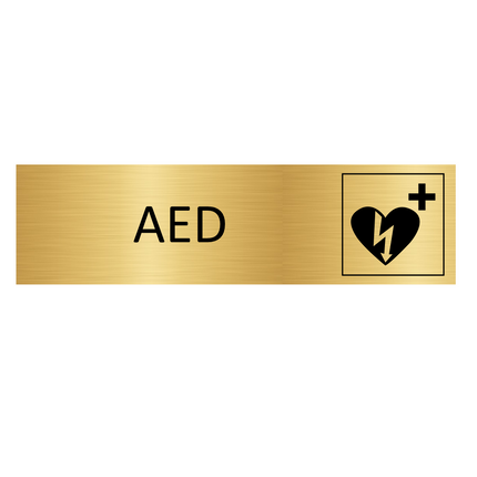 AED gold door sign 165x45mm - 1 pc