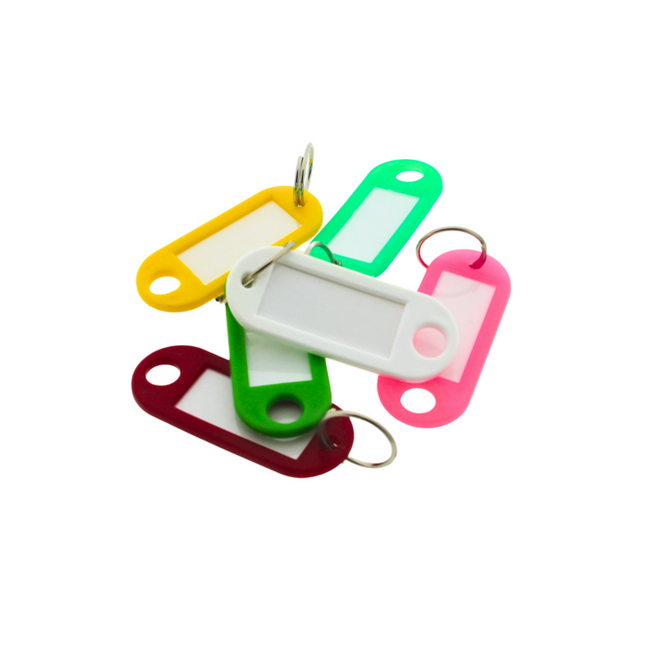 Plastic key tag with label window color mix 55 x 22 mm – 6 pcs