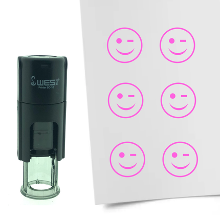 Stamp winking smiley - 10 mm print