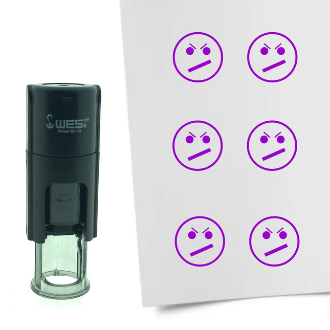 Stamp dissatisfied smiley - 10 mm print