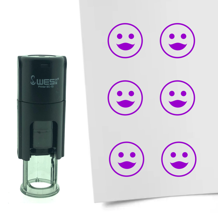 Tampon encreur smiley avec du rouge à lèvres - Ø10 mm