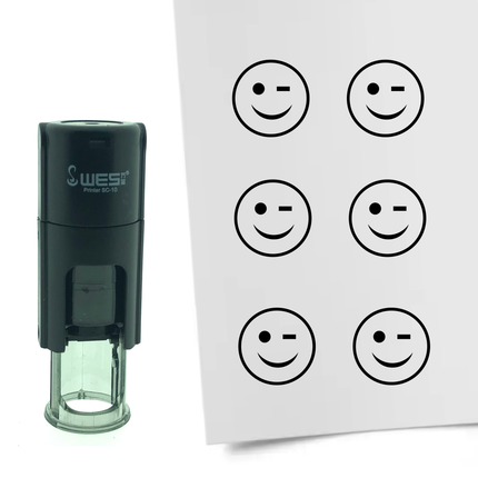 Stamp winking smiley - 10 mm print