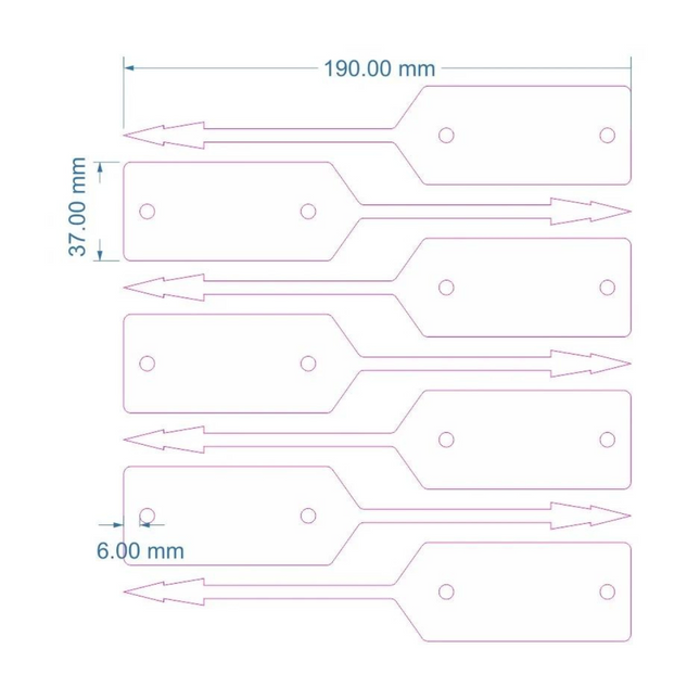 Self-locking key tags white 190x37mm