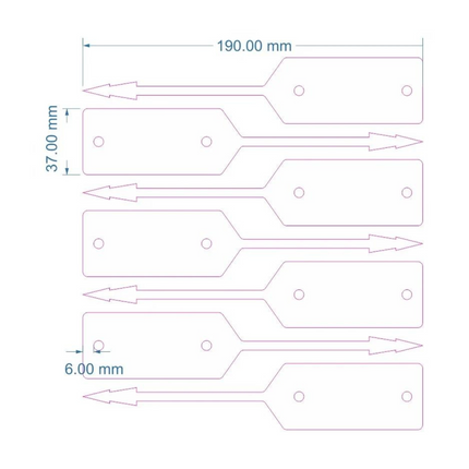 Loop-lock labels white HDPE 190x37mm