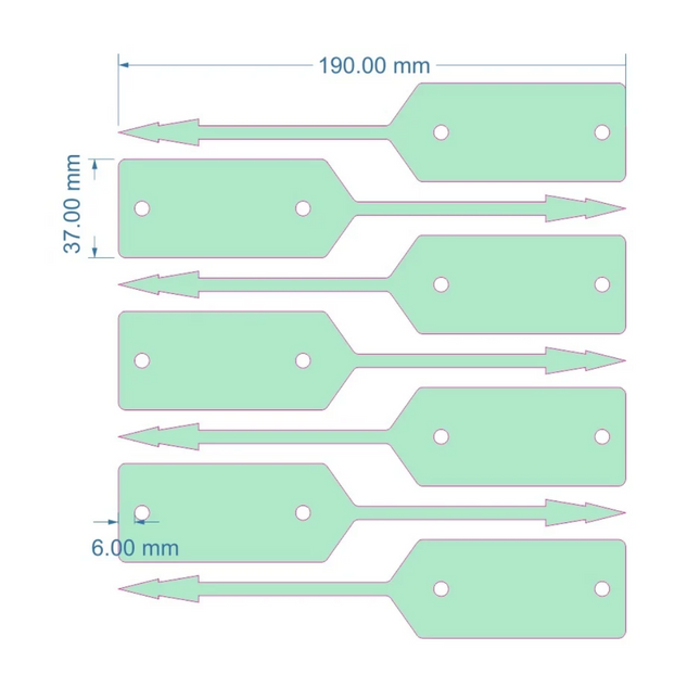 Self-locking key tags green HDPE 190x37mm