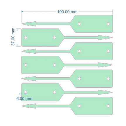 Loop-lock labels green HDPE 190x37mm