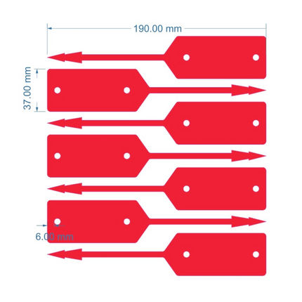 Loop-lock labels red HDPE 190x37mm