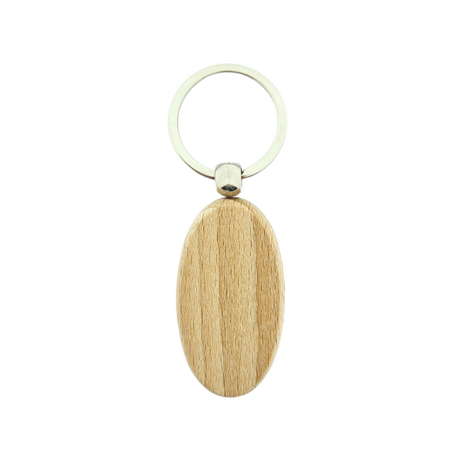 Blank wooden keychain oval 54 x 30 mm - 1 pc