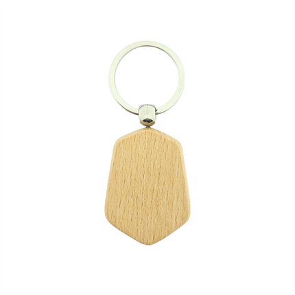 Blank wooden keychain hexagon 48 x 35 mm - 1 pc