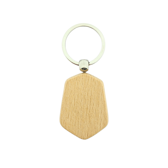 Blank wooden keychain hexagon 48 x 35 mm - 1 pc