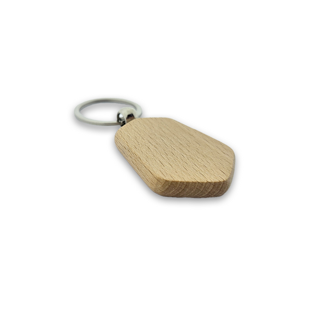 Blank wooden keychain hexagon 48 x 35 mm - 1 pc