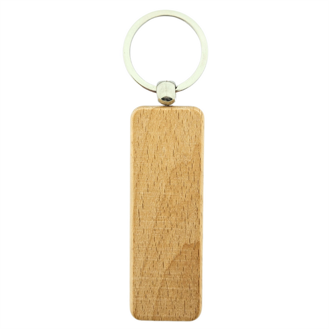Blank wooden keychain rectangle 80 x 27 mm - 1 pc