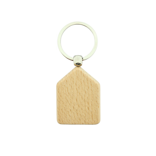 Blank wooden keychain house 45 x 35 mm - 1 pc