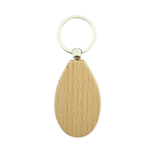 Blank wooden keychain teardrop 58 x 36 mm - 1 pc