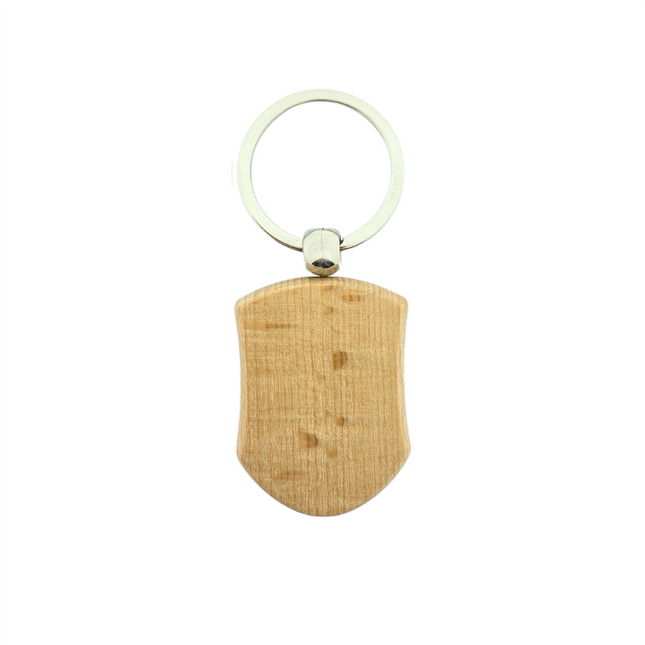 Blank wooden keychain shield 45 x 32 mm - 1 pc