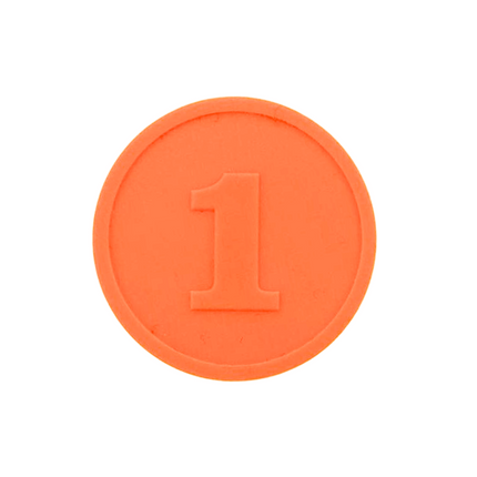 Plastic embossed tokens number 1 Ø29mm – 250 pcs