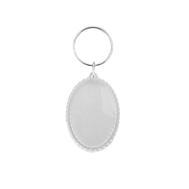 Ribbed oval blank acrylic keychain