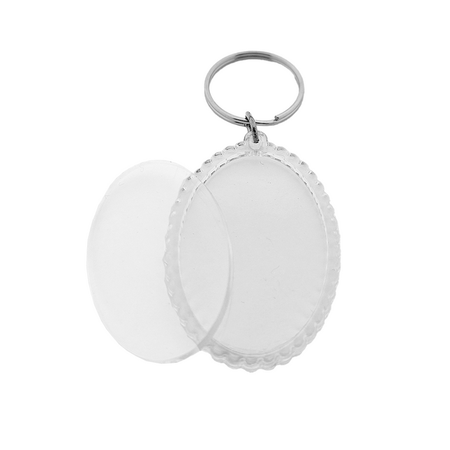 Ribbed oval blank acrylic keychain