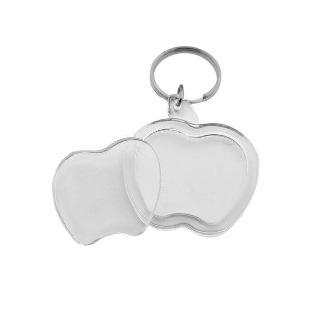 Apple-shaped blank acrylic keychain