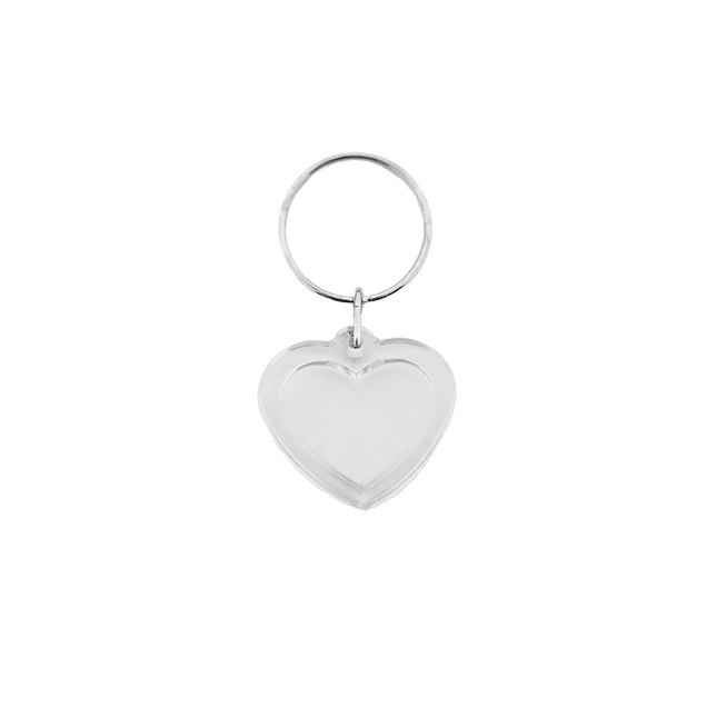 Small heart-shaped blank acrylic keychain