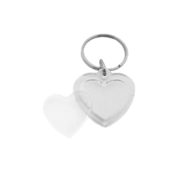 Small heart-shaped blank acrylic keychain