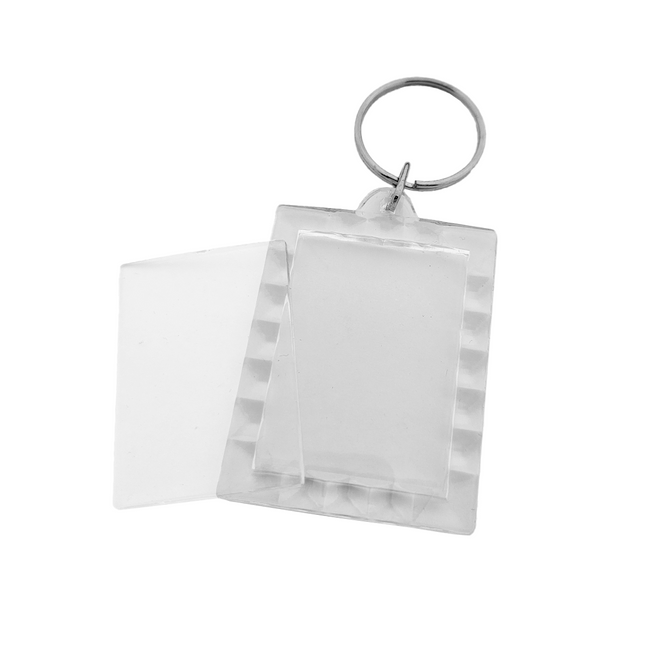 Ribbed rectangle blank acrylic keychain