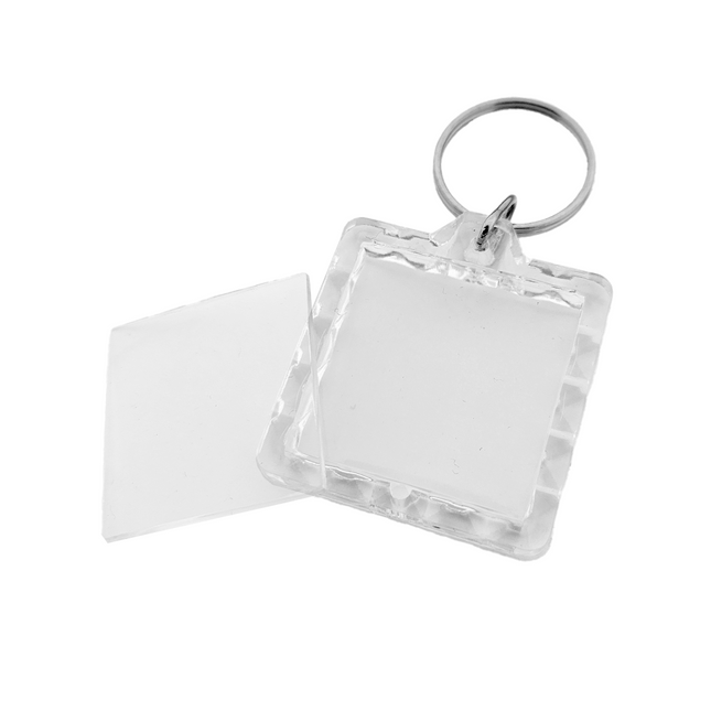 Ribbed square blank acrylic keychain