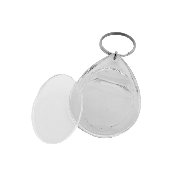 Teardrop-shaped blank acrylic keychain
