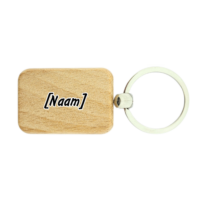 Wooden keychain with custom name 30 x 44 mm - 1 pc