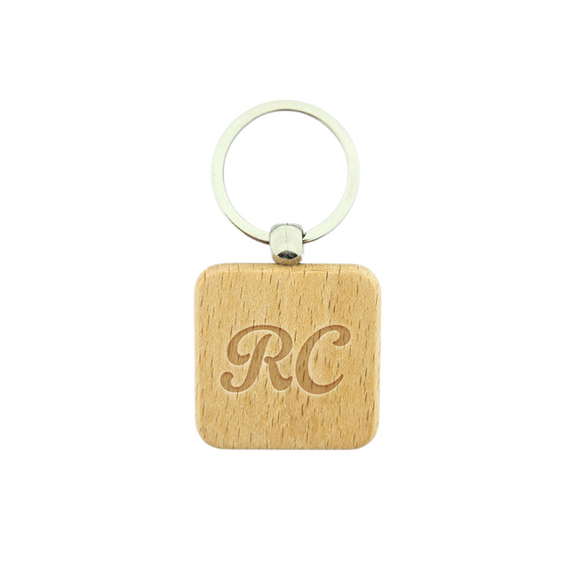 Wooden keychain with custom initials 30 x 44 mm - 1 pc