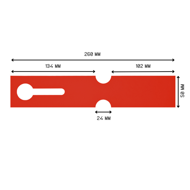 Loop-lock labels red HDPE 260x50mm