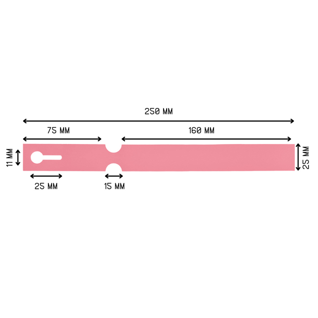 Loop-lock labels pink HDPE 250x25mm