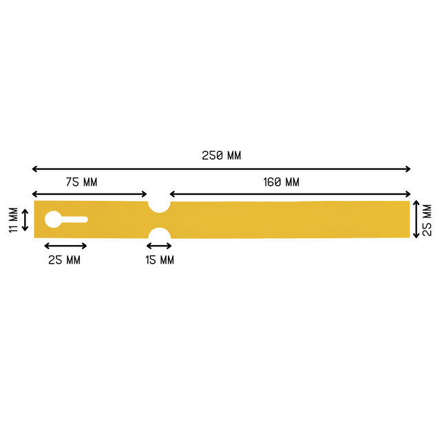 Loop-lock labels yellow HDPE 250x25mm