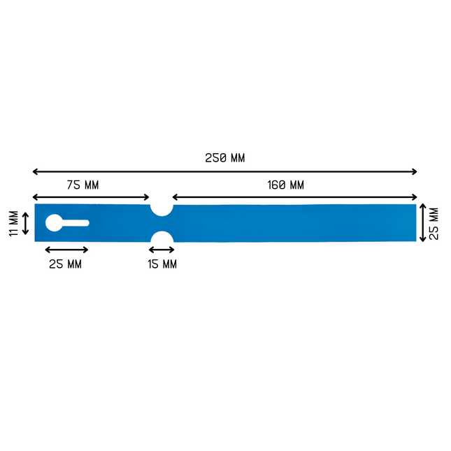 Loop-lock labels blue HDPE 250x25mm