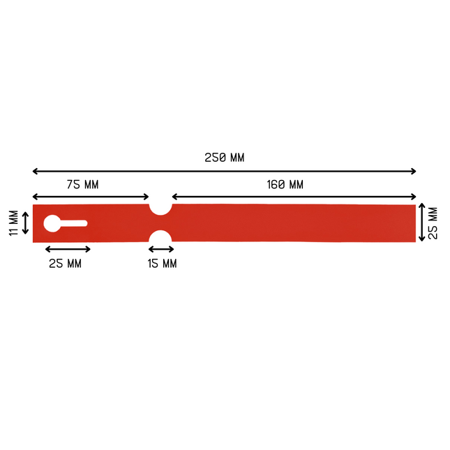 Loop-lock labels red HDPE 250x25mm