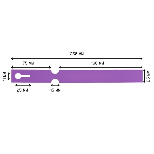 Loop-lock labels purple HDPE 250x25mm