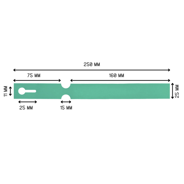 Loop-lock labels green HDPE 250x25mm