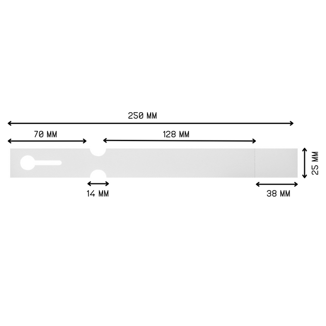 Loop lock labels white PET 250x25mm