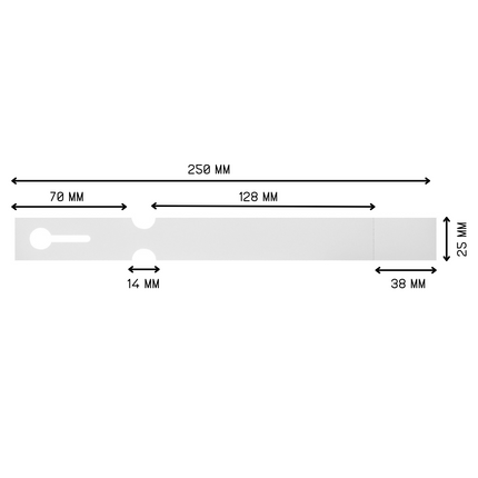 Loop-lock labels white PET 250x25mm