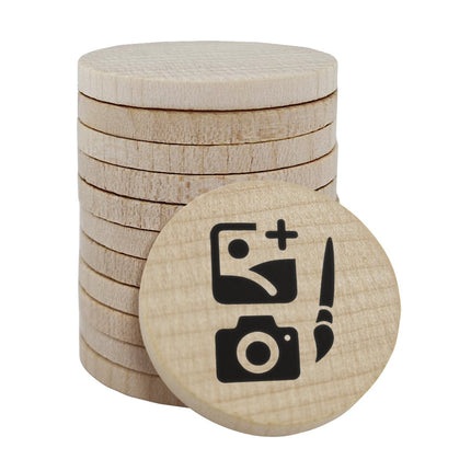 Custom printed wooden tokens Ø29mm – 100 pcs