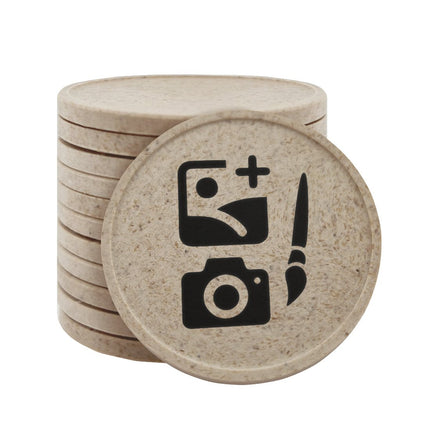 Custom printed wood fiber token Ø35mm - 100 pcs